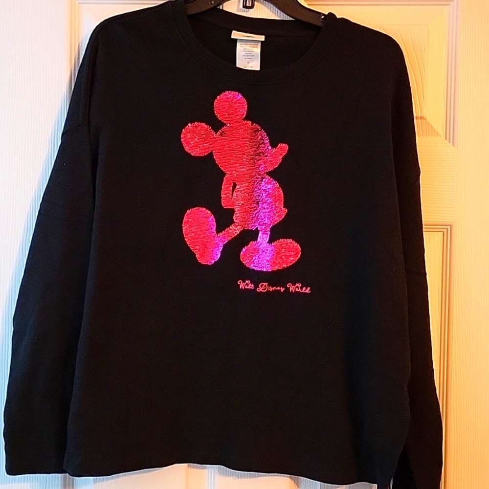 Magenta pink Disney parks Mickey sweatshirt